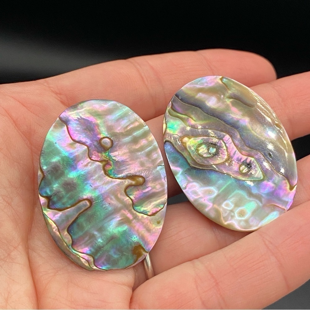 Mother of Pearl Oval Shaped Clip On Earrings - Stunning